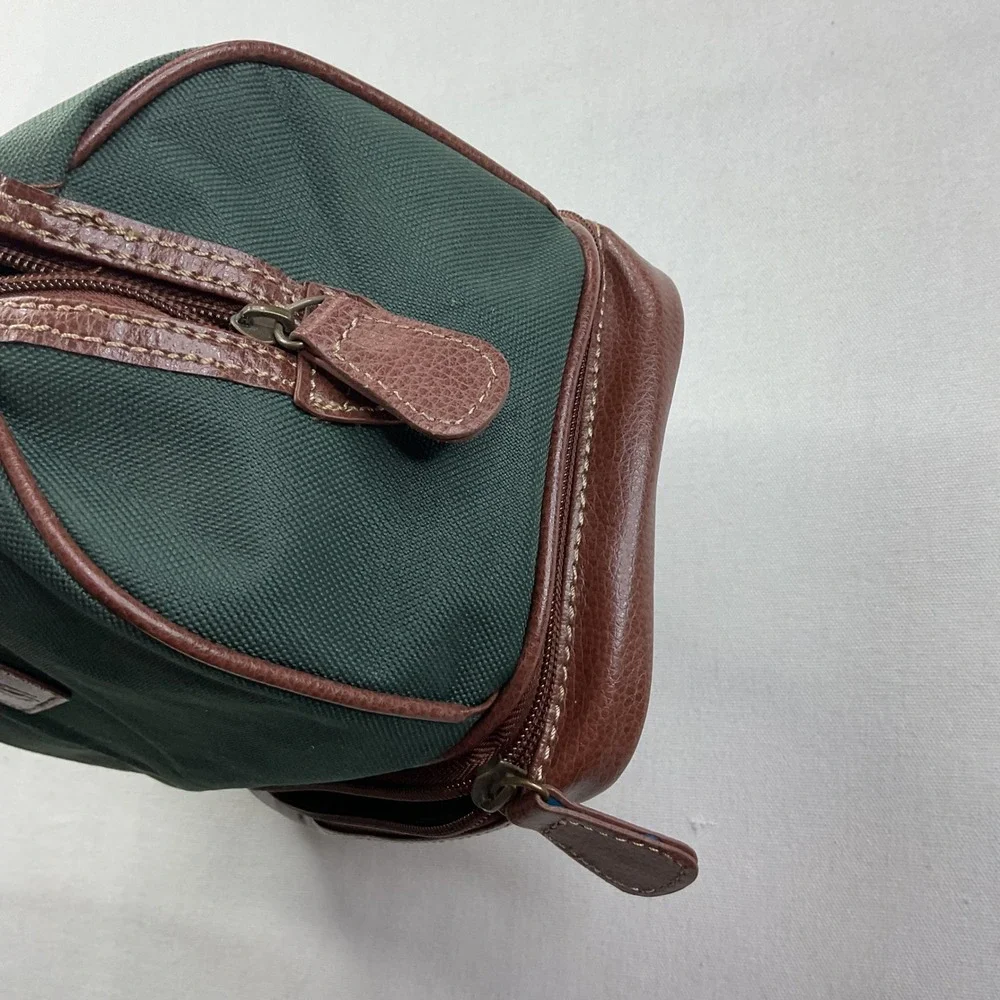 VTG Polo Ralph Lauren Toiletry Bag Fragrances Green Canvas Brown Trim Dopp